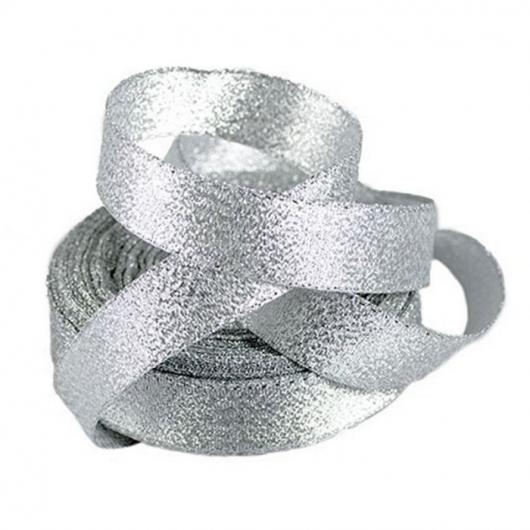 Лента парча 2,5 см серебро