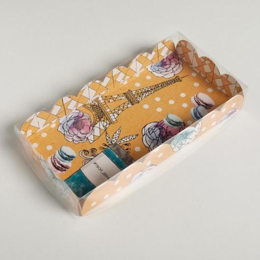 Коробка для кондитерских изделий с PVC крышкой «Твой день», 10.5 × 21 × 3 см